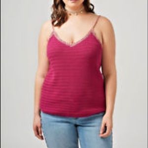 Pink Crochet Spaghetti Strap Top❤️